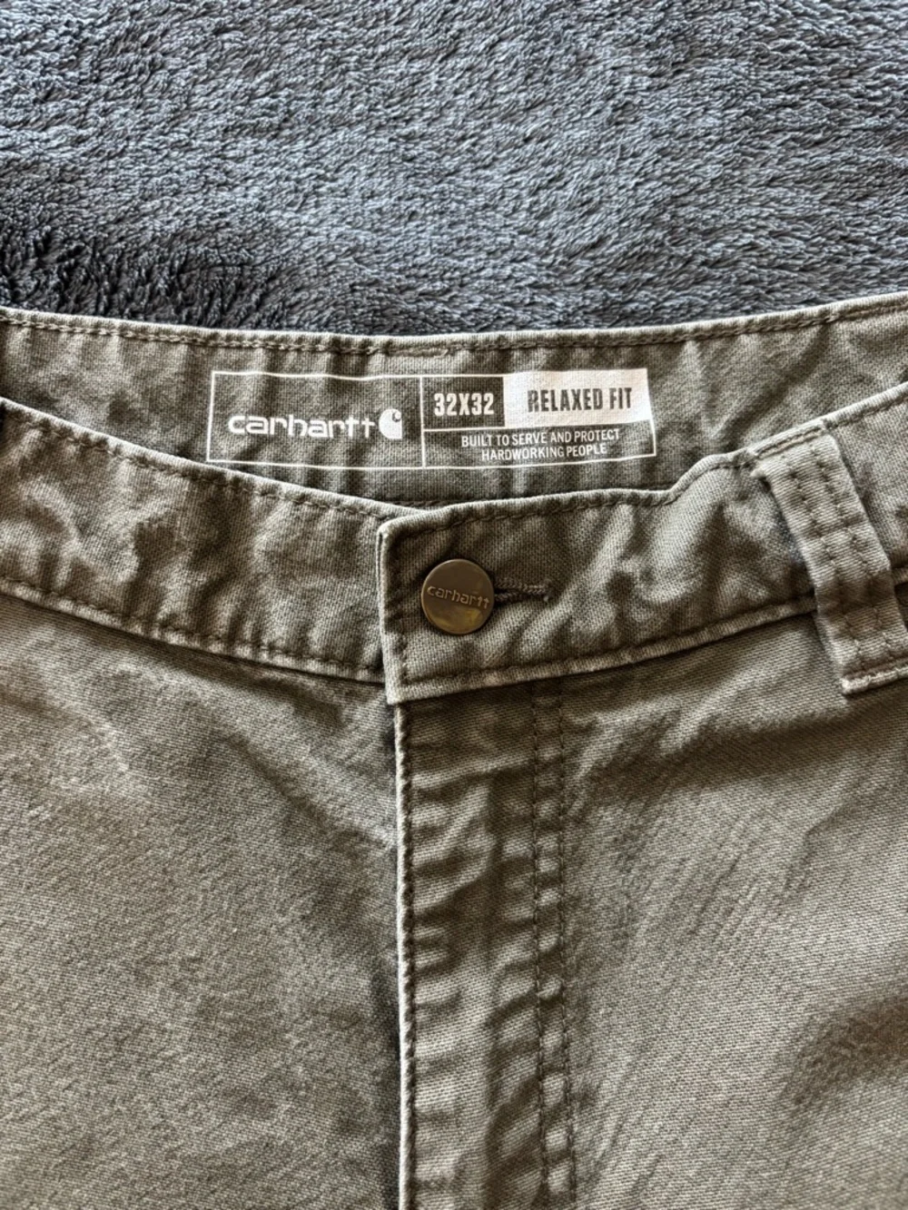 Carhartt Men's Canvas Pants 32x32 Duck Utility Work Relaxed Fit Light Brown - Picture 3 of 8